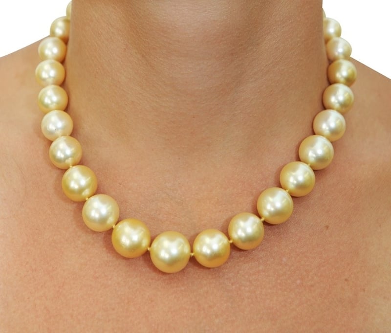 Mm Golden South Sea Pearl Necklace Aaa Quality