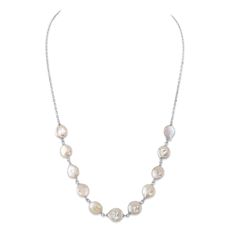 White Freshwater Cultured Keshi Pearl Emery Necklace for Women