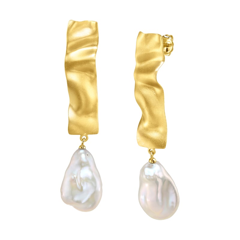 White Freshwater Baroque Pearl Reagan Earrings