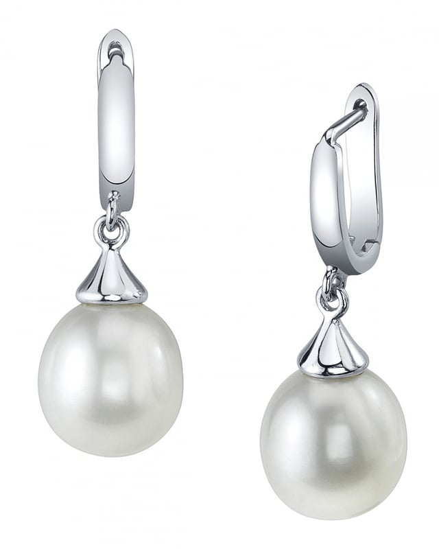 White Freshwater Teardrop Pearl Leverback Earrings