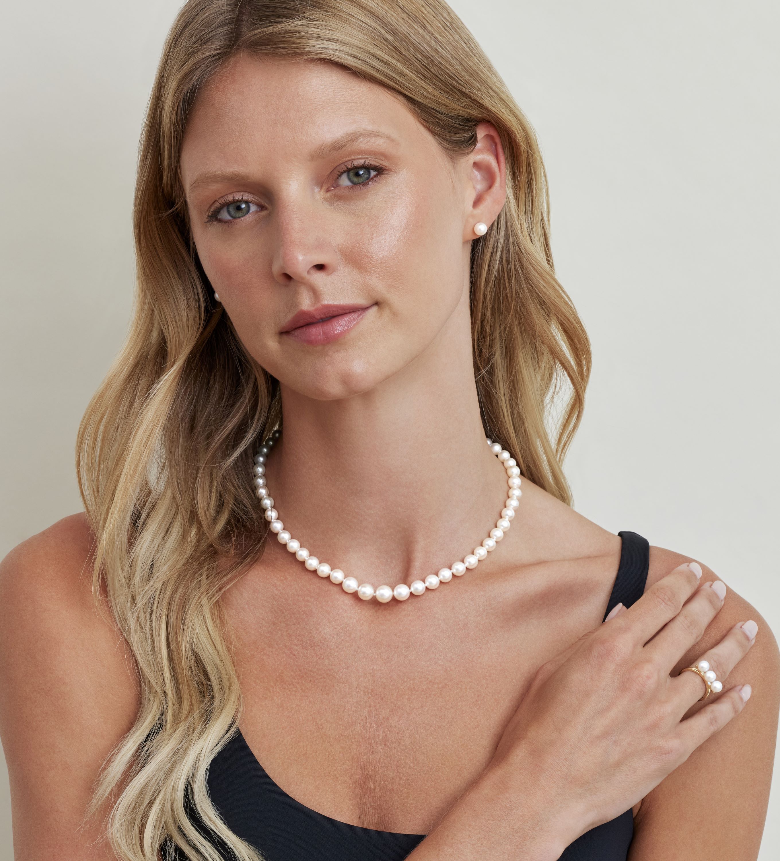 6 0 9 0mm Japanese Akoya White Graduated Pearl Necklace