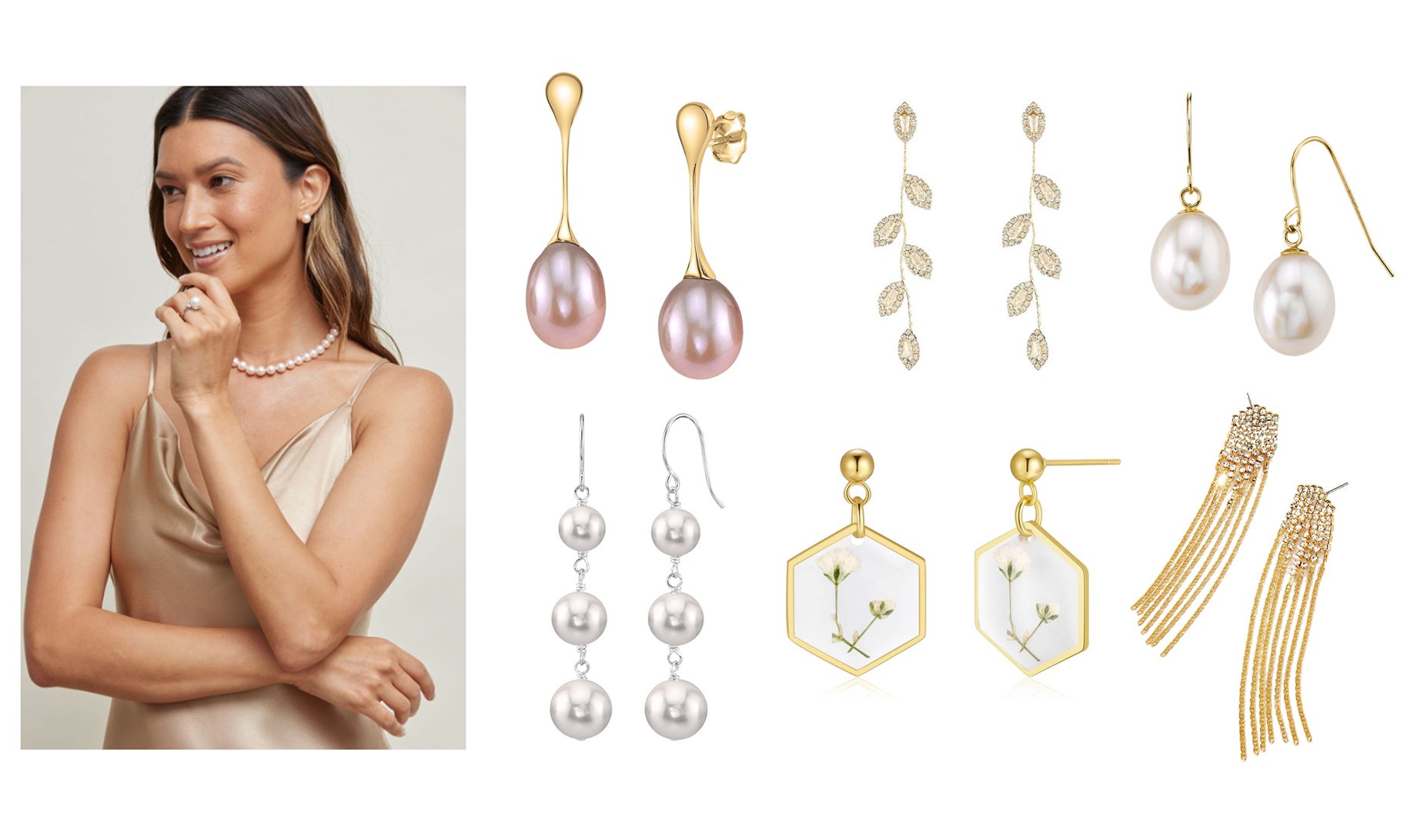 Color Blossom Long Earrings, Pink Gold, White Mother-Of-Pearl And Diamonds  - Jewelry - Categories