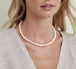 6.5-7.0mm Japanese Akoya White Pearl Necklace- AAA Quality - Model Image