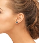 8.5-9.0mm Black Akoya Round Pearl Stud Earrings - Model Image