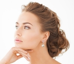 White Akoya Pearl & Diamond Aria Earrings - Model Image