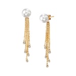 White South Sea Pearl Threader Diamond Double Tear Earrings