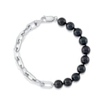 7.5-8.0mm Black Freshwater Pearl & Chain Blake Bracelet