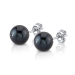 8.0-8.5mm Black Akoya Round Pearl Stud Earrings