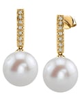 Freshwater Pearl Dangling Diamond Earrings