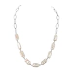 White Freshwater Cultured Keshi Pearl Lilian Necklace for Women