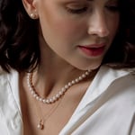 6.5-7.0mm Japanese Akoya White Choker Length Pearl Necklace- AA+ Quality - Model Image