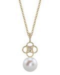 14K Gold Freshwater Pearl & Diamond Lacy Pendant