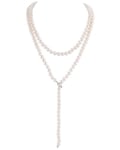 Japanese Akoya White Pearl Adjustable Lariat Y-Shape 51 Inch Rope Length Necklace - AAA Quality