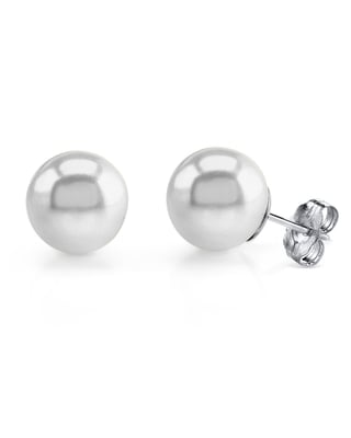 9mm South Sea Round Pearl Stud Earrings- Choose Your Quality