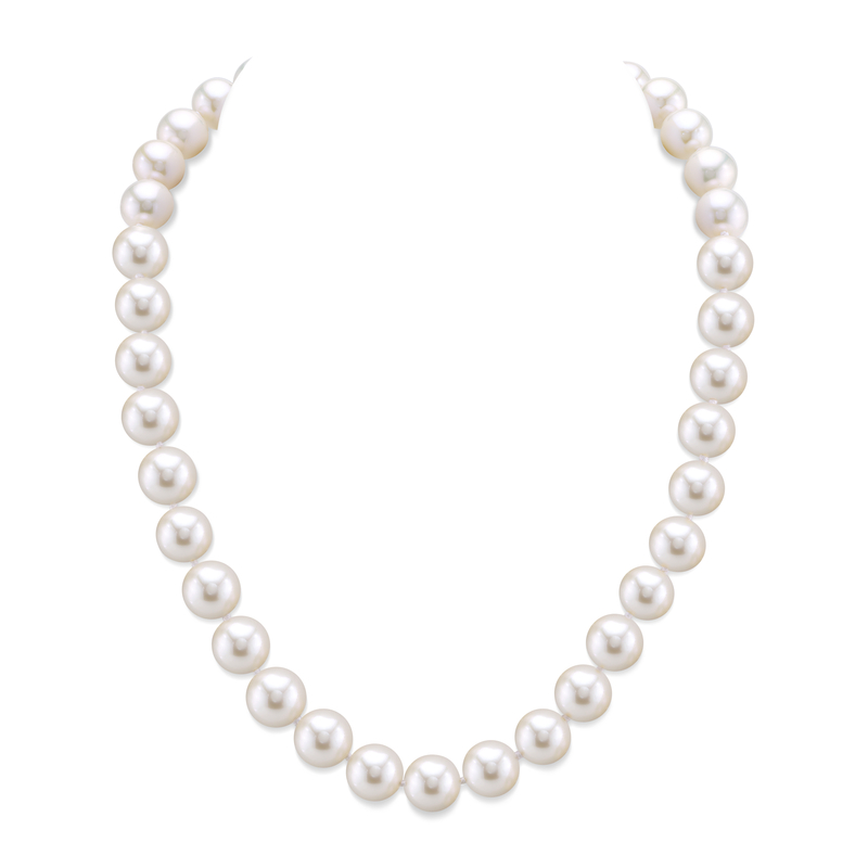 9.5-10.5mm White Freshwater Pearl Necklace- AAAA Quality