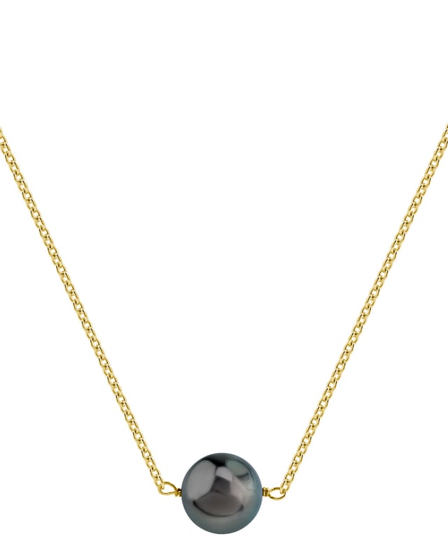 Tahitian South Sea Round Solitaire 14K Pearl Necklace - Third Image