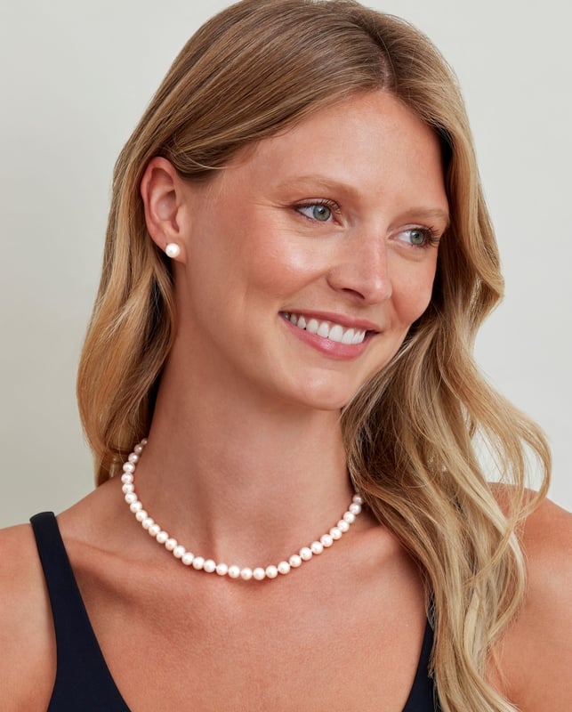 7.0-7.5mm Japanese Akoya White Pearl Necklace- AA+ Quality