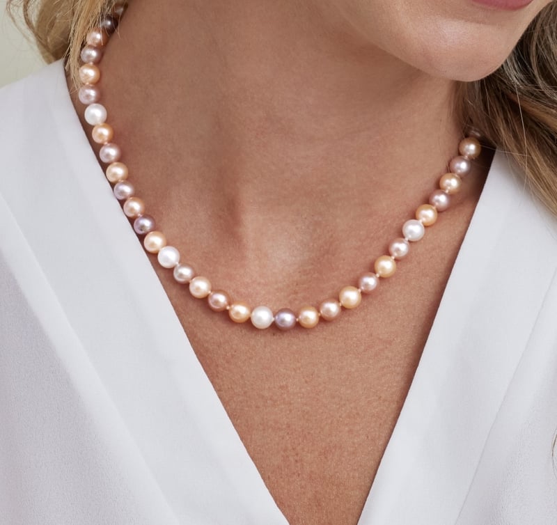 7.0-7.5mm White Freshwater Pearl Double Strand Necklace