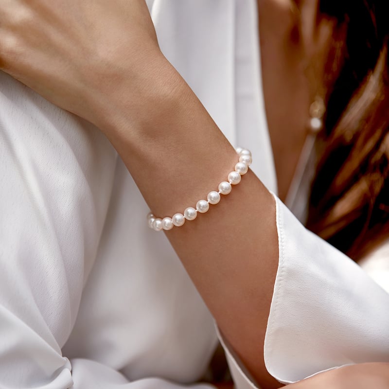 7.0-7.5mm Akoya White Pearl Bracelet- Choose Your Quality