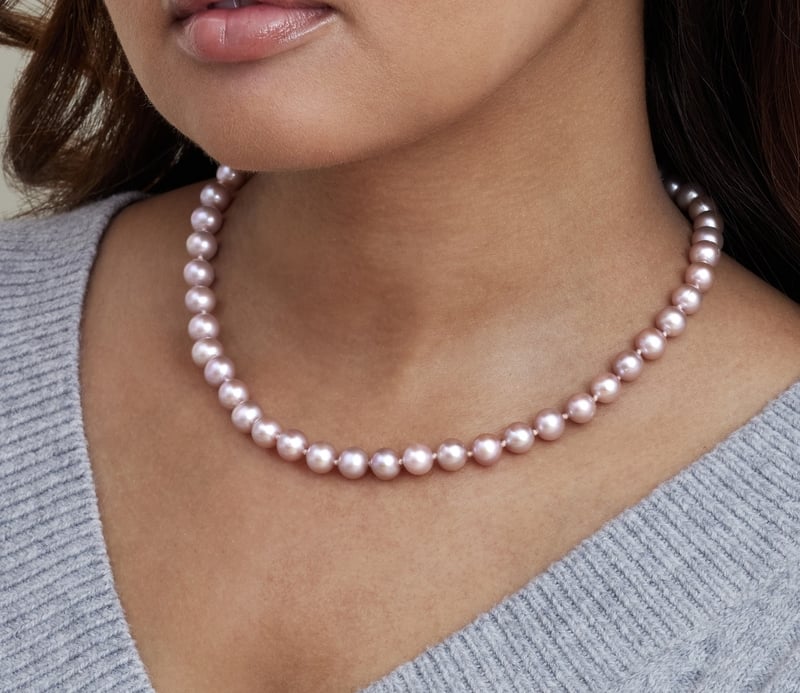 Sterling Silver Freshwater Pearl Twist Bar Necklace in White | Prouds