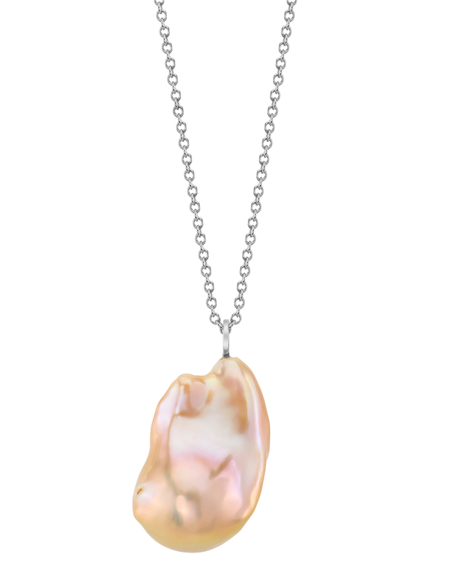 15mm Pink Freshwater Baroque Pearl Solitaire Pendant