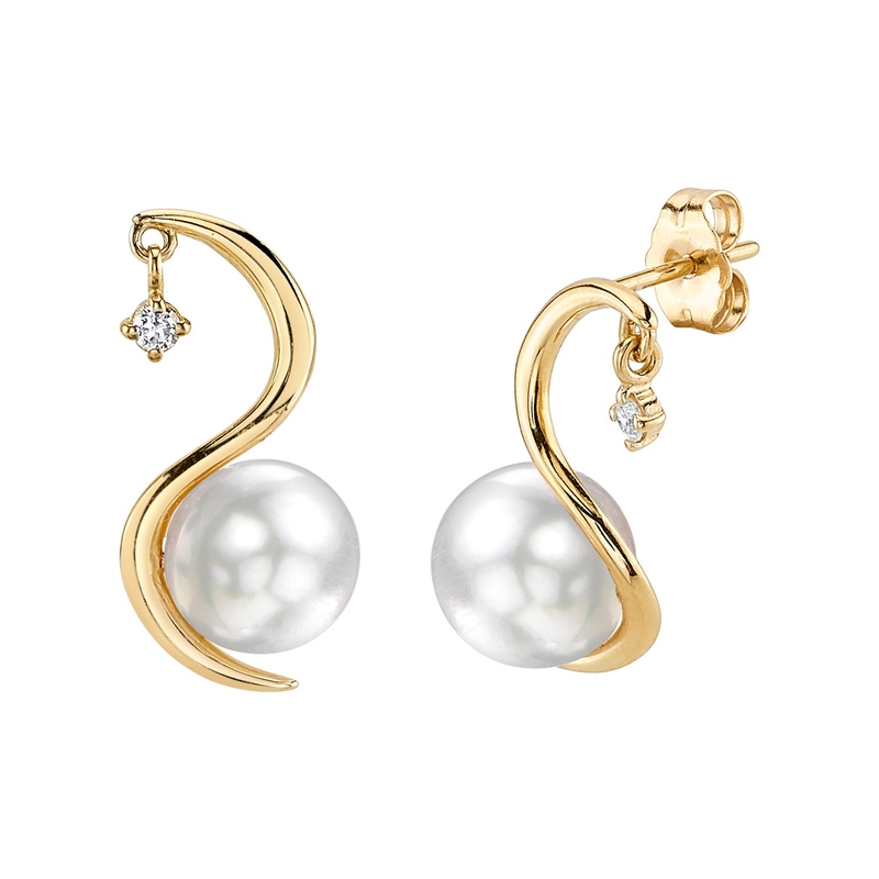 White South Sea Pearl & Diamond Ellis Earrings