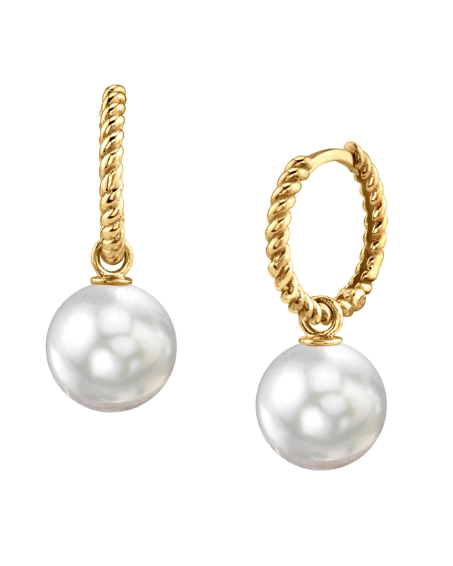 White South Sea Pearl Hoop Via Earrings