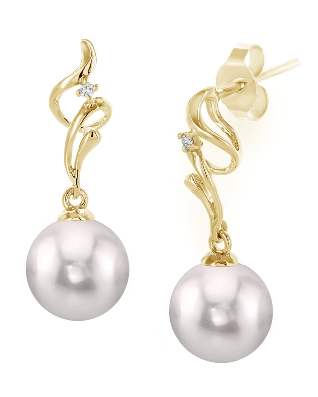 White Akoya Pearl & Diamond Aria Earrings