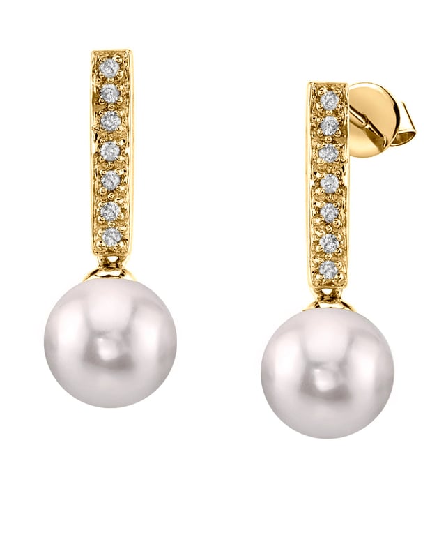 Akoya Pearl Dangling Diamond Earrings