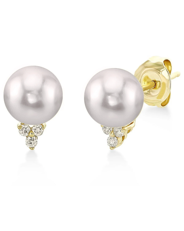 Freshwater Pearl & Diamond Grace Earrings