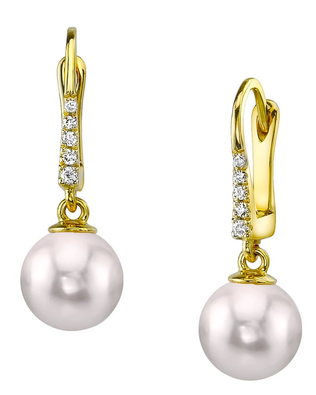 Japanese Akoya Pearl & Diamond Susan Earrings