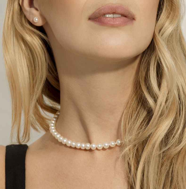 6.5-7.0mm Japanese Akoya White Pearl Necklace- AA+ Quality - Third Image