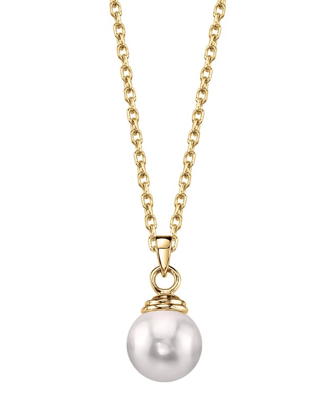 14K Gold Japanese Akoya Pearl Hope Pendant