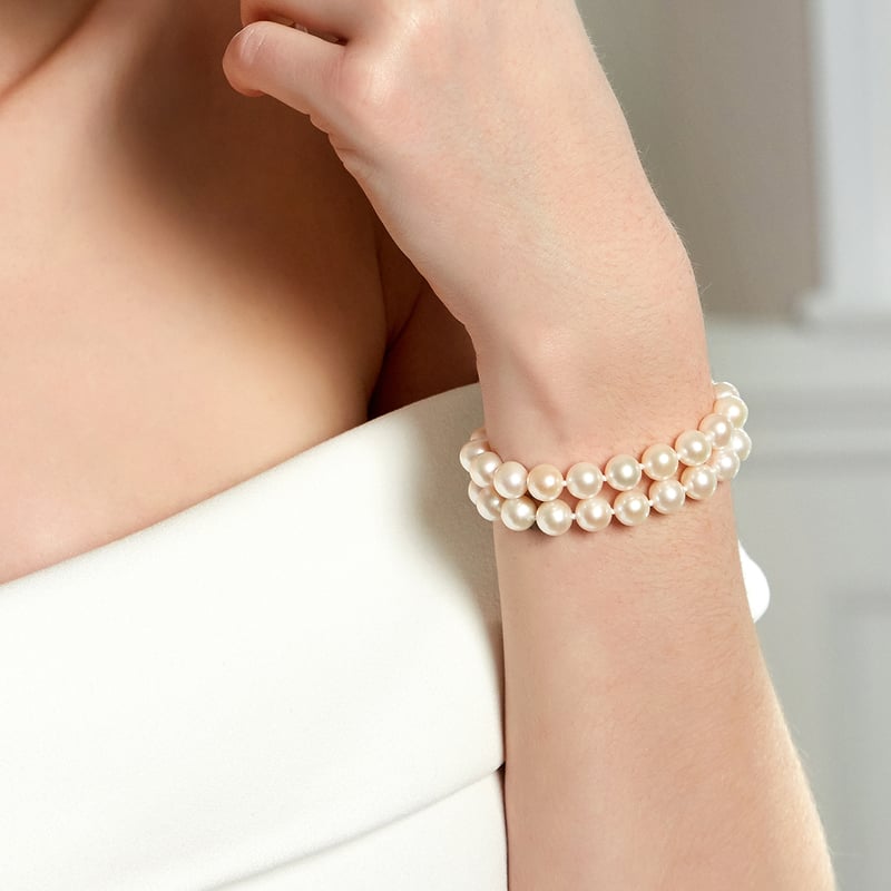 Bridal Double Strand Pearl Bracelet - AMBER — M DUPELLE