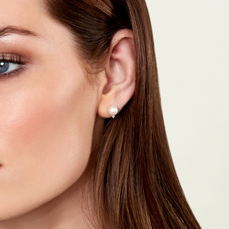 Bloomingdale's Pink Cultured Freshwater Pearl & Diamond Stud Earrings in  14K Yellow Gold - 100% Exclusive | Bloomingdale's