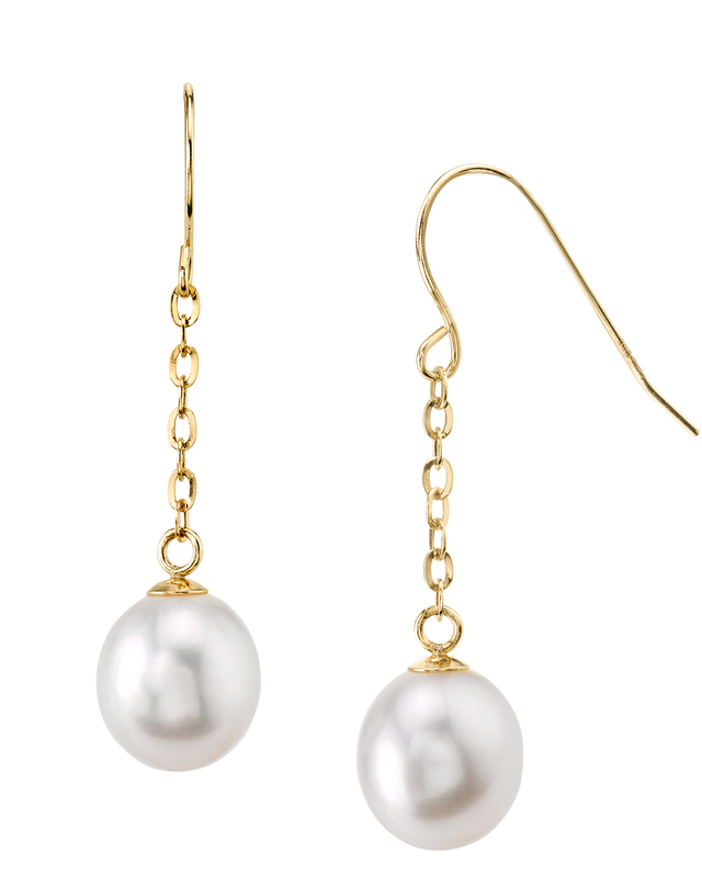 14K Gold Drop-Shape Freshwater Pearl Lila Tincup Earrings
