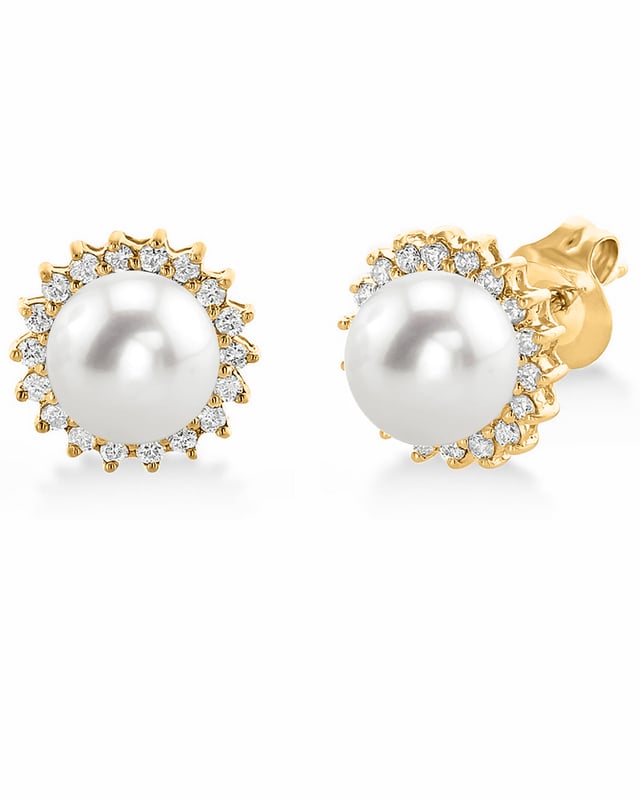 Freshwater Pearl & Diamond Tessie Earrings