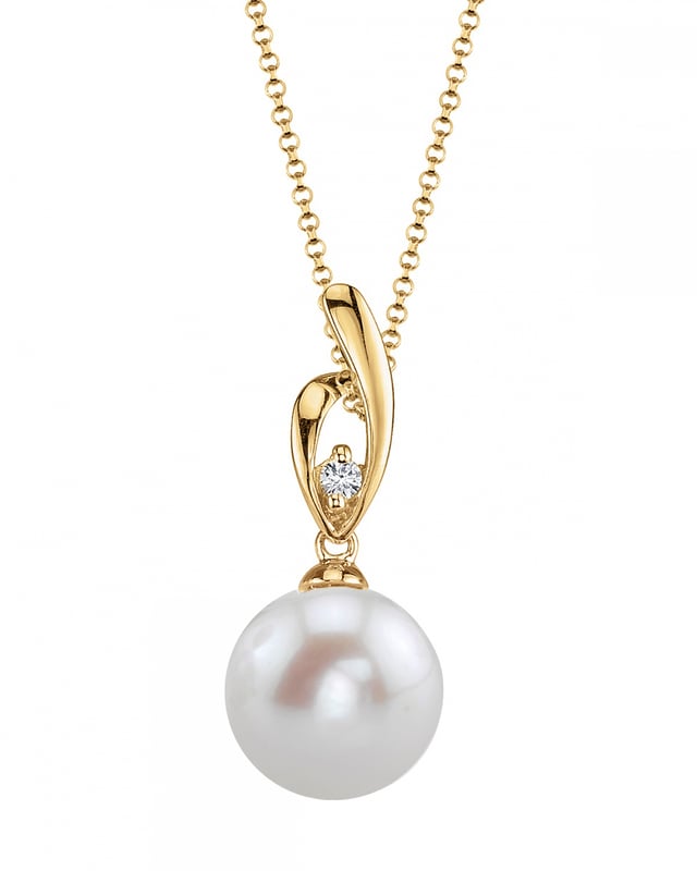 14K Gold Freshwater Pearl & Diamond Lois Pendant