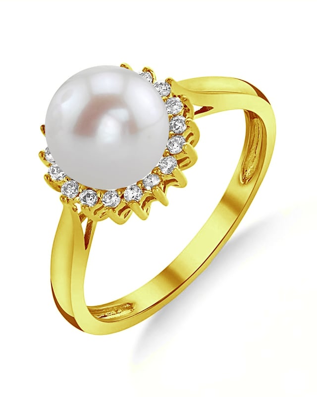 Freshwater Pearl & Diamond Tessie Ring