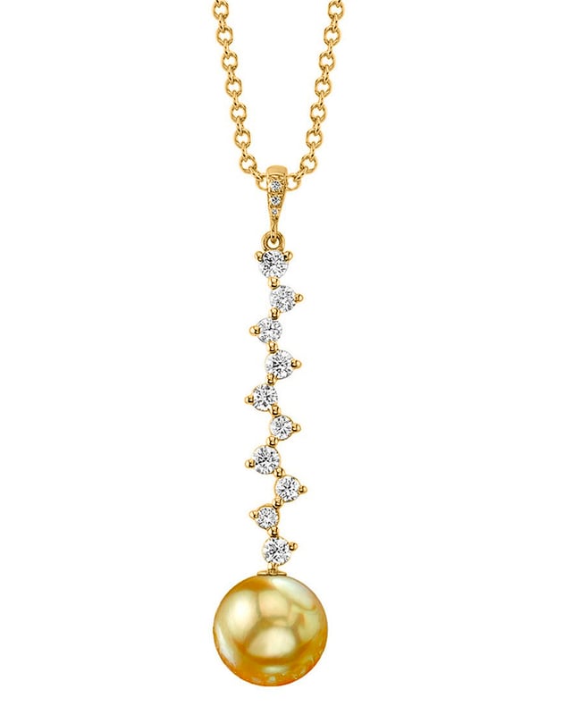 Golden South Sea Pearl & Diamond Naomi Pendant