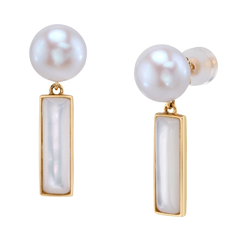 White Freshwater Mother of Pearl Kennedy Earrings