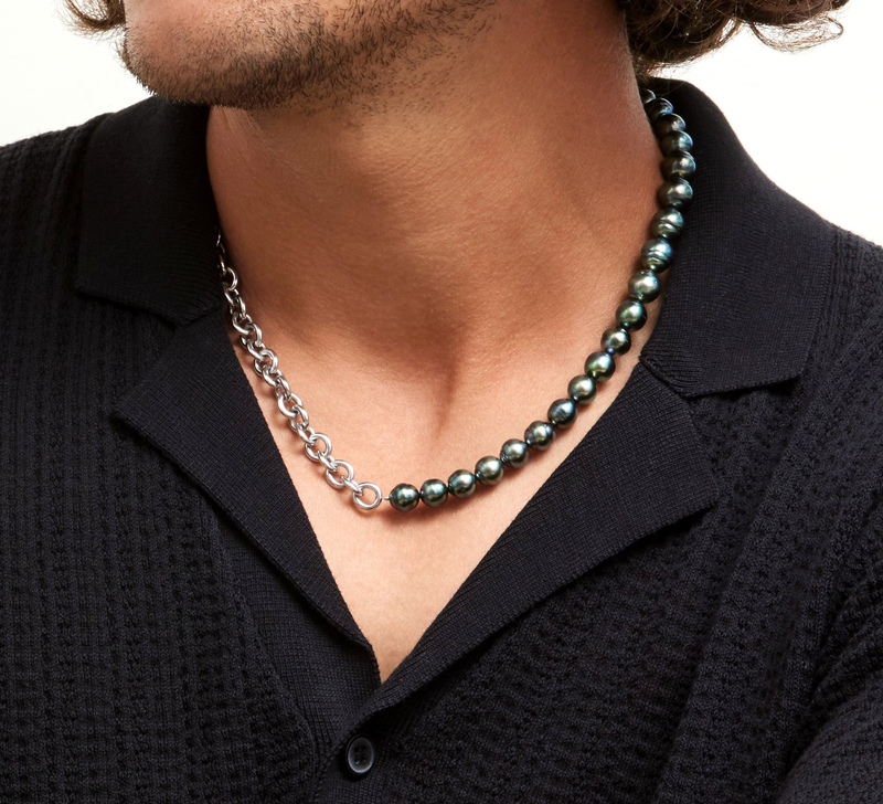 8-9mm Logan Black Tahitian Baroque Pearls & Chain Necklace