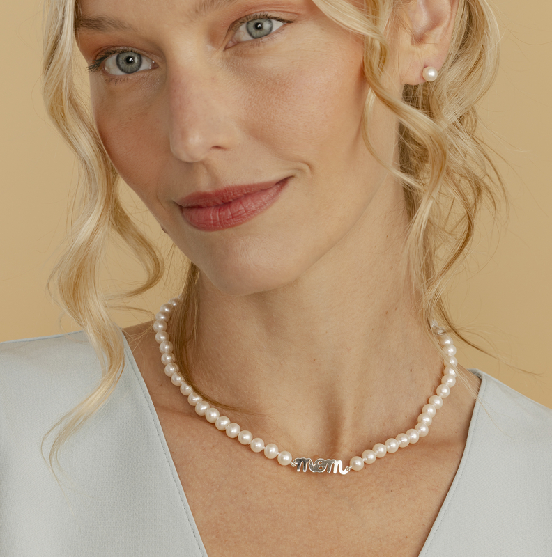 6.0-6.5mm White Freshwater Cultured Pearl Mom Necklace - Secondary Image