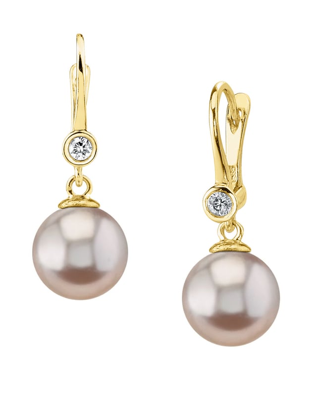 Pink Freshwater Pearl & Diamond Michelle Earrings