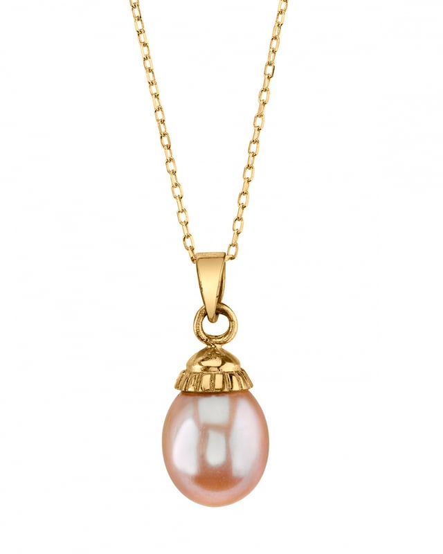 14K Gold Pink Freshwater Cultured Pearl Devon Pendant