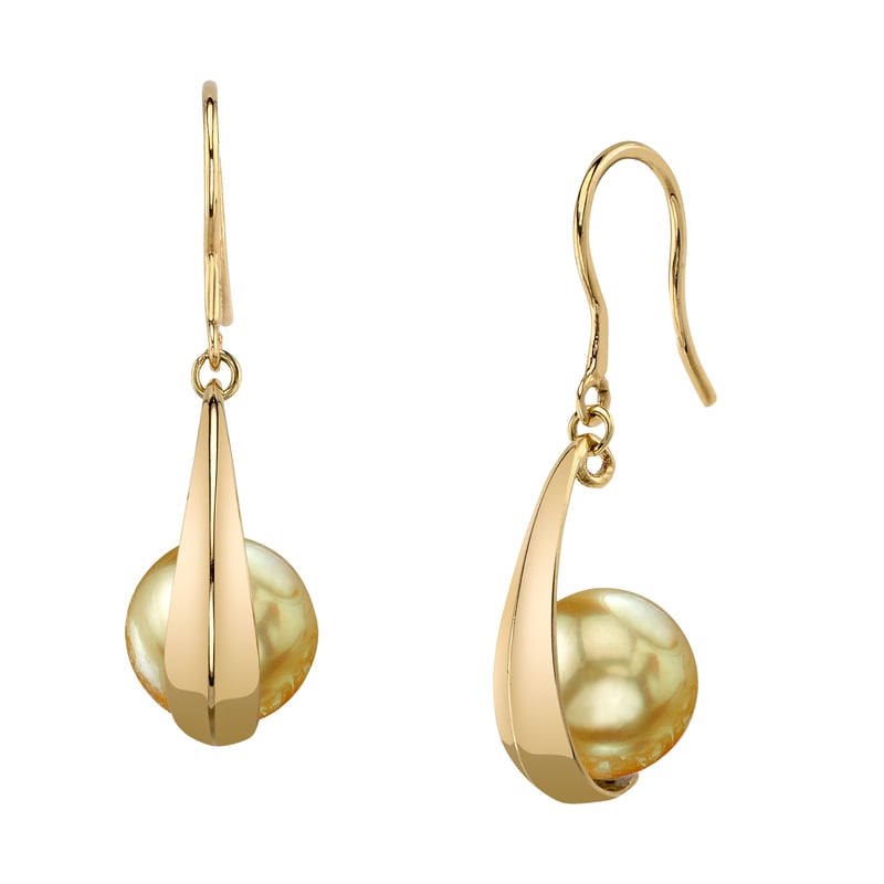 14K Gold Golden South Sea Pearl Regina Earrings