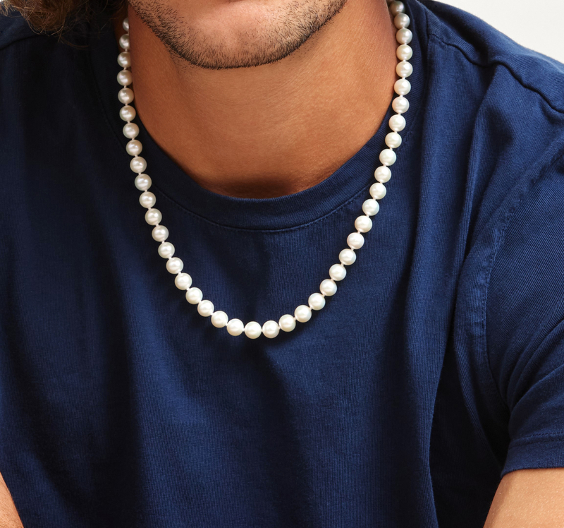 8.0-8.5mm White Freshwater Pearl Adjustable Necklace for Men