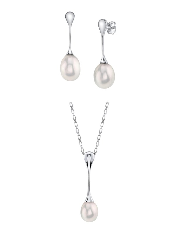 Freshwater Pearl Long Teardrop Pendant & Earrings Set