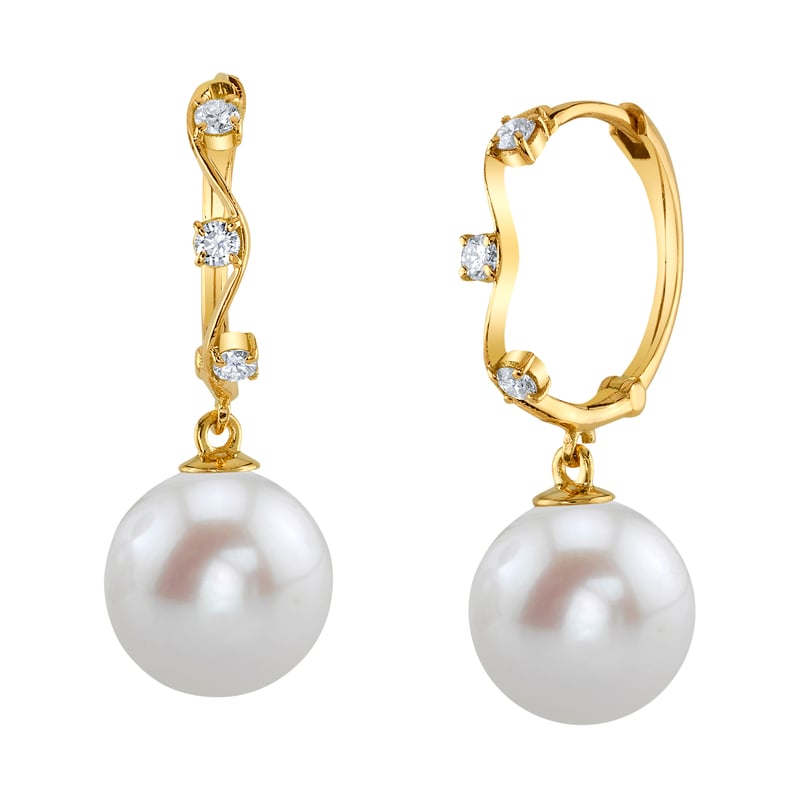 Freshwater Pearl & Diamond Hoop Sophie Earrings
