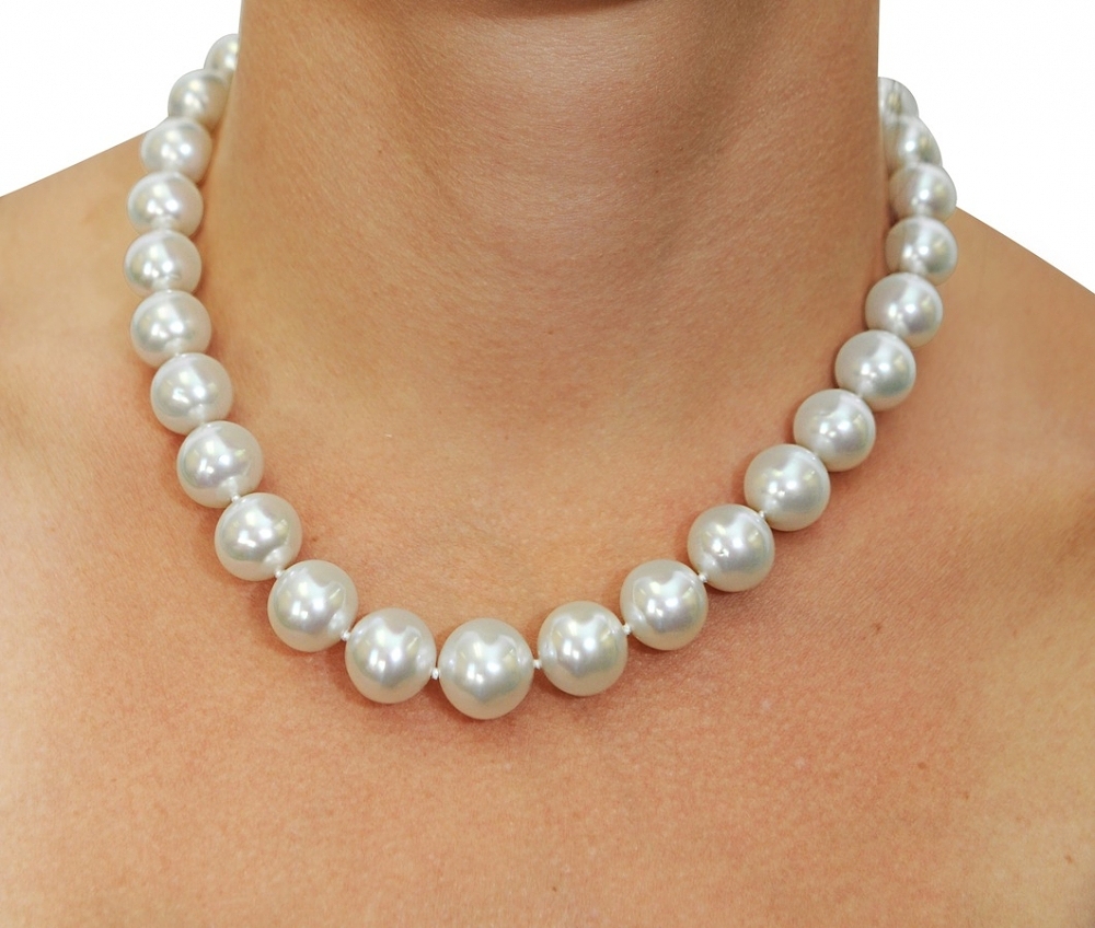 12 15mm White South Sea Pearl Necklace  AAAA Quality